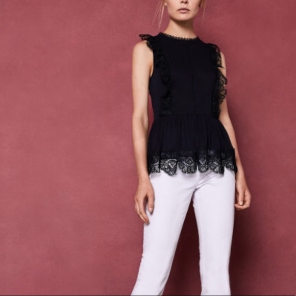 Ted Baker Tops - Ted Baker Omarri Mixed Lace Peplum Sleeve Top
